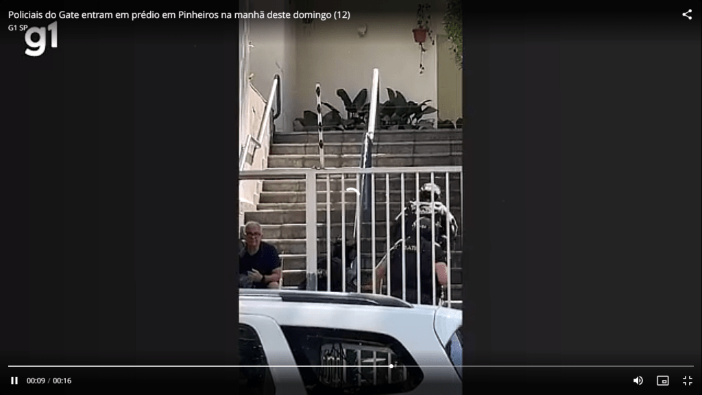 Print de vídeo do vizinho do apartamento publicado no G!