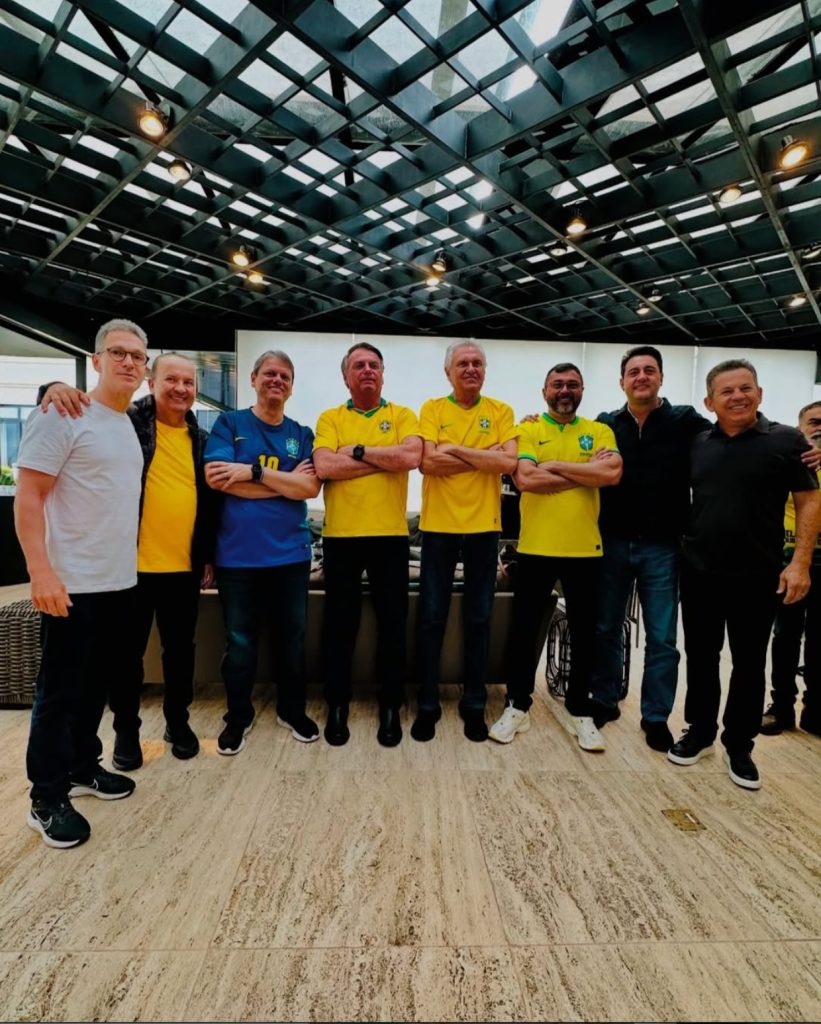 Dos 7 governadores presentes, apenas um é do PL. Foto: Reprodução Redes Sociais